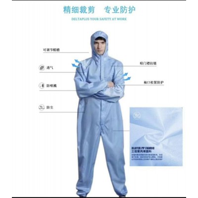 Fast delivery spot 2020 anti-droplet hooded jumpsuit disposable protective clothing